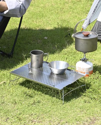 iClimb Mini Solo Folding Table Ultralight Compact for Backpacking Camping Hiking Beach Picnic (Silver - S) - color: Silver, size: Small