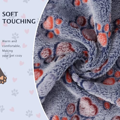 BVAGSS 6 Pack Small Dog Blanket, Super Soft Warm Pet Cover Blankets, Paw Print Puppy Fleece Flannel Blanket for Small Medium Dogs and Cats MW003 - color: Blue Paw, size: 6 Pack of 29.9x20.5 Inches