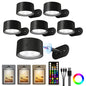 Picture Lights for Wall, 2000mAh Rechargeable Magnetic Art Lights with 3 Color Temps & RGB, Remote Dimmable Battery Operated Wall Light for Bedroom, Living Room, Gallery (Black, 6 Pack) - color: Black