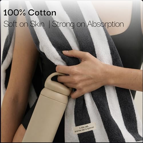 Salt Earth Cotton Striped Beach Cabana Towel, 6 Pack - 30"x60" Quick Dry Towels, Pool Essentials, Travel, Gym & Bathroom Towels, Oversized Beach Vacation EssentialsSteel Grey - color: Steel Grey-1, size: Pack of 6
