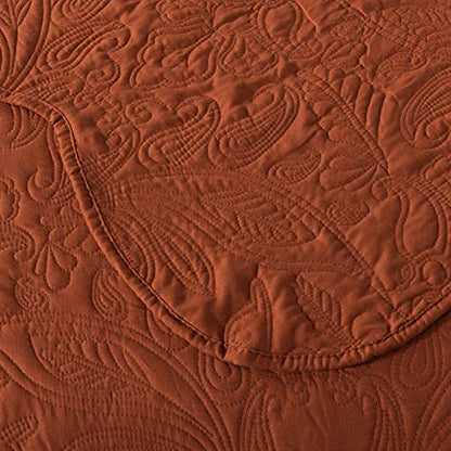 HoneiLife Queen Quilt Bedding Set - 3 Piece Microfiber Quilt Sets Lightweight Bedspreads Reversible Coverlets Retro Bed Cover Paisley Pattern Bedding Set All Season Quilts-Rust - color: Rust, size: Queen/Full-90"x96"