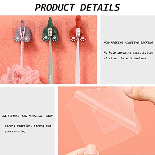 Yitexin 3 Pack Multi-Purpose Animal Tail Hooks, Cartoon Adhesive Wall Mount Hook, Cute Toothbrush Holder, Kitchen Bathroom Utility Hanger for Hanging Towel Key Hat, Cable Holder Organizer (3 Color)