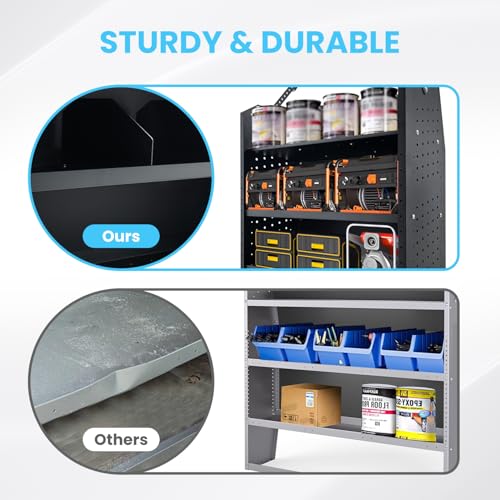Cargo Van Shelving Storage System Low/Mid/High Roof Steel Van Shelves Fit for Ford Transit,GMC,NV,Chevy Express, Promaster,Sprinter and Metris,32" W x 46" H x 13" D - size: 32" W x 46" H x 13" D