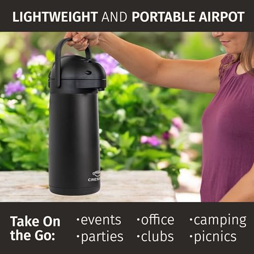 Airpot Coffee Carafe Dispenser with Pump, Black | 12 Hours Hot Water Retention, 36 Hours Cold Retention, Thermal Carafe for Hot Drinks, One-Handed Dispensing - color: Black, size: 102 Ounces