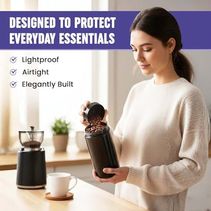 Infinity Jars, 1 L (12 oz) Airtight Coffee Canister Ultraviolet Glass Coffee Bean Storage Container Antistatic, Light Blocking Container for Coffee, Herbs, Tea & Spices Durable