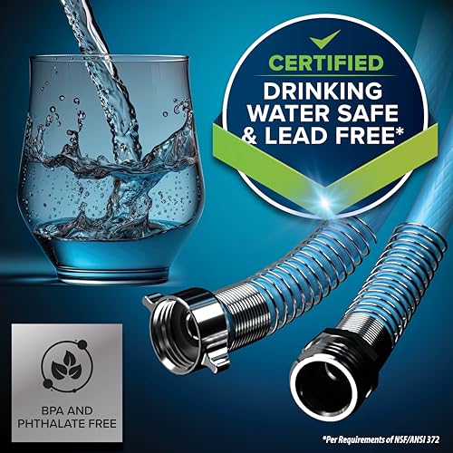 Camco EVOFlex 25-Ft RV Drinking Water Hose - Features Extra Flexible Design w/Stainless Steel Strain Relief Ends - Lead-Free, BPA-Free and Phthalate-Free - 5/8” Inside Diameter (22591) - size: 25-Foot, style: Durable PVC