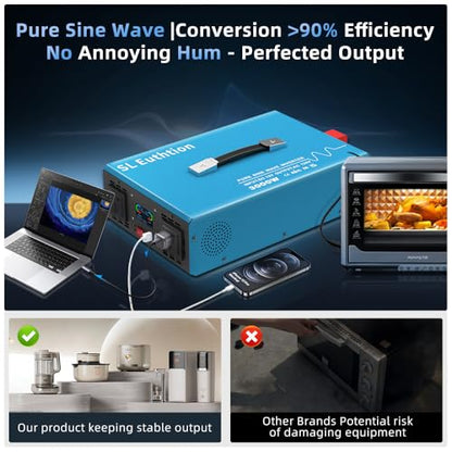3000W Pure Sine Wave Power Inverte rvoice Control AI Voice Assistant Support English 24V to 120V 60HZ with LCD Display, USB Port, for Car Home Laptop Truck - size: 3000W-24V