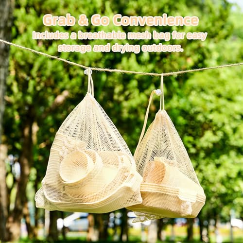 Dinnerware Set for 4, 21-Piece Unbreakable Plates and Bowls Set with Mesh Bag, Cups, Sauce Dishes and Serving Platters, Lightweight Outdoor Dish Set for Picnic, RV, Patio, BBQ, Cream White - color: Cream White