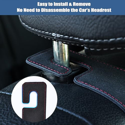 Amooca Car Seat Back Hook Universal Auto Storage Hanger Suede with Metal Car Seat Organizer for Handbag Purse Coat Umbrellas Grocery Bags 2 Pack Black - color: Black
