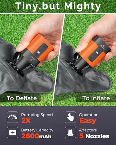 ETENWOLF AIR 3 Air Pump for Inflatables with 2600 mAh Battery & Camping Light, Ultra-Fast and Mini Electric Air Pump, Inflate Deflate for Air Mattress, Pool Floats, Vacuum Storage Bags - color: Dark Cyan