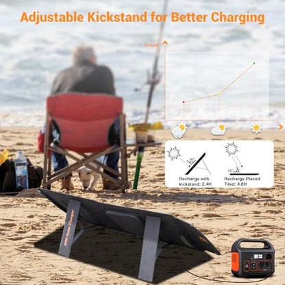 60W Portable Foldable Solar Panels Charger with USB-C USB-A MC4 DC | Fast Charging, USB-C PD3.0, USB-A QC3.0, 18V DC MC4 for Small Power Station Generator, Phone, Power Bank, Camping, RV Trip - size: 60W