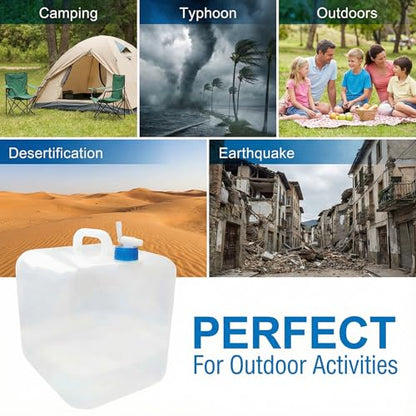 3-Pack 5.3 Gallon (20L) Collapsible Water Containers with Spigot - BPA-Free PE Water Jug - Leak-Proof Water Storage Bag for Camping, Hiking & Emergency Backup - Portable, Foldable