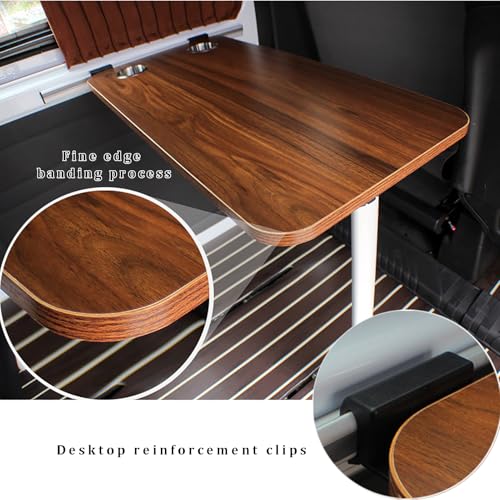 Foldable Rv Table with 2 Cup Slots, Wall Mount Folding Picnic Table Space-Saving Computer Desk Workstation, Wood Camper Table for RV, Home Office, Bedroom or Kitchen, A - color: A