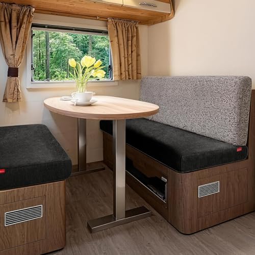 Waterproof RV Dinette Cushion Covers - Stretch Fabric Camper Seat Slipcover Replacement, Washable RV Couch Cover Designed for Camper Car Bench (Loveseat 2 Bench Cover, Black) - color: Black, size: Loveseat 2 Bench Cover