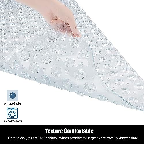 Bathtub and Shower Mats, 28 x 15 Inch Non-Slip Bath Mat, Machine Washable Bath Tub Mat with Suction Cups & Drain Holes for Bathroom, Beige - color: Clear, size: 28" x 15" (Rectangular)