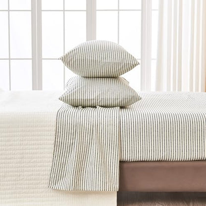 Great Bay Home Twin Size Stripe Microfiber Sheet Set - 3-Piece Ultra-Soft Bedding Sheets & Pillowcases - Wrinkle Free, Comfortable, All-Season Bed Sheets (Blue) - color: 06 Stripe - Blue, size: Twin