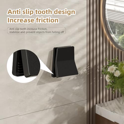 6 Pcs Large Self Adhesive Clips, Wall Tapestry Clips, No Drilling Towel Holder, Adjustable Spring Flag Hanger for Bathroom Kitchen Home Office Hotel, Black