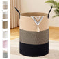 72L Large Tall Cotton Rope Laundry Basket with Handles, Brown & Black - color: Brown & Black, size: 72L