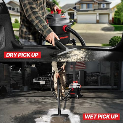 Shop-Vac 6 Gallon 5 Peak HP Wet/Dry Vacuum, Portable Shop Vacuum with Attachments for Jobsite, Garage & Workshop. 5430097 - size: 6 Gallon