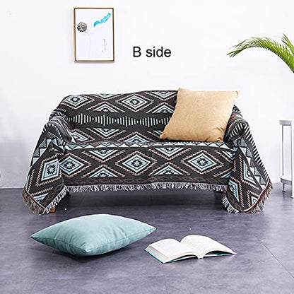 Luxlovery Bohemian Sofa Throw Blankets Ethnic Woven Boho Geometric White and Khaki Throw Blanket for Couch Aztec Bed Throws Oversized Chair Sofa Cover with Tassels(35"x59") - color: Mocha, size: 35"x59",90x150cm