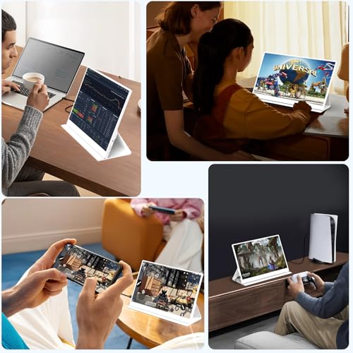 AYY Portable Monitor 15.6inch 1080P FHD - USB-C/HDMI Computer Display, HDR IPS Gaming Monitor Compatible with Laptop PC MAC Phone PS4 Xbox Switch, w/Smart Cover, Dual Speakers - White - size: 15.6 inch, style: 60Hz/IPS/100%srgb