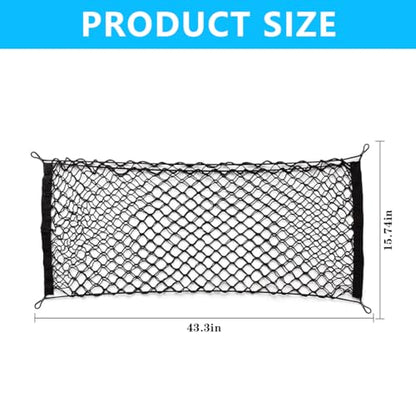 Car Rear Cargo Net, Adjustable Elastic Automotive Trunk Organizer Mesh Pouch Bag, Stretchable Cargo Storage Net, Vehicle Interior Accessories, Universal for RV, SUV, Truck (Large) - size: 43.31 x 15.75inches