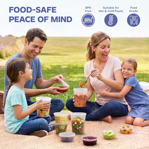 GUSTO 8 oz. Plastic Deli Disposable Food Storage Containers with Airtight Lids - [48 Sets] Slime Containers (Formerly Comfy Package) - size: 8 oz