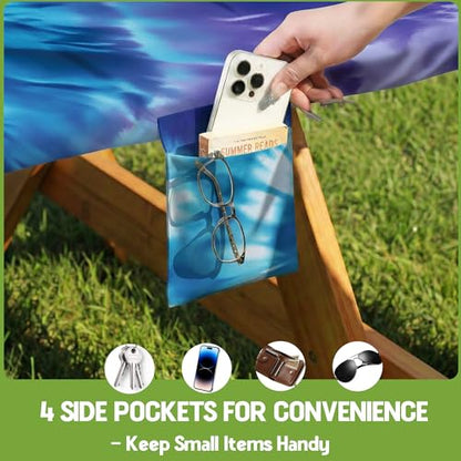 Fitted Picnic Table Cover with Bench Covers Vinyl Waterproof Elastic Edges Fitted Rectangle Table Cloth Patio Tablecloth Camping Gear Essentials Rv Accessories Road Trip Supplies Car Travel Must Have - color: Blue Purple Tie-dye, size: 72in