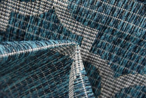 Unique Loom Outdoor Trellis Collection Area Rug (7' 1" x 10' Rectangle, Teal/ Gray) - color: Teal/Gray, size: 7'1" x 10' (Rectangular)