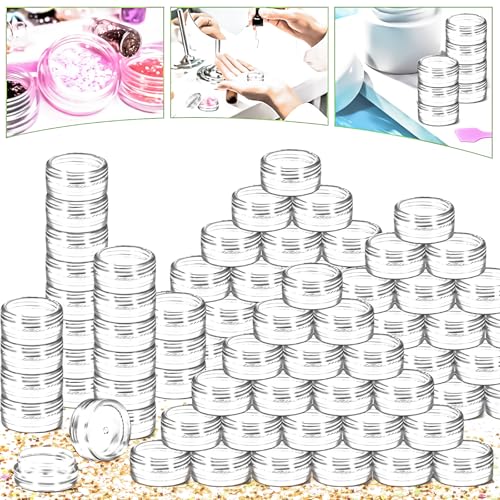 200 Pack 3g Plastic Jars with Lids, 3ml Round Clear Cosmetic Containers Makeup Jars, 3gram Travel Size Container Jar with Spatulas for Makeup Lotion Cream Sample Ointment Salve Balm Powder - color: Clear, size: 200PCS