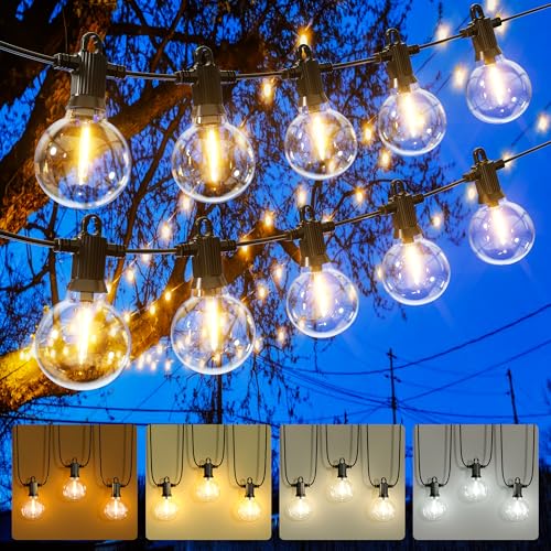 Zuske Outdoor String Lights, 100FT 4-Color LED Patio Lights with 50 Shatterproof G40 Globe Bulbs, Waterproof Hanging Lights for Outside, Backyard, Porch, Balcony, Gazebo, 2700K/3000K/4000K/6000K - size: G40-4-Color-100FT