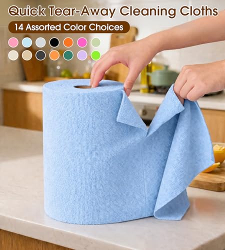 KitchLife Microfiber Cleaning Cloth Roll, 200 Pack - Tear-Away Microfiber Paper Towels, Lint-Free, Reusable, Washable for Kitchen, Car, Dishes, and Sensitive Surfaces (Blue) - color: Blue, size: 100 Pack x 2