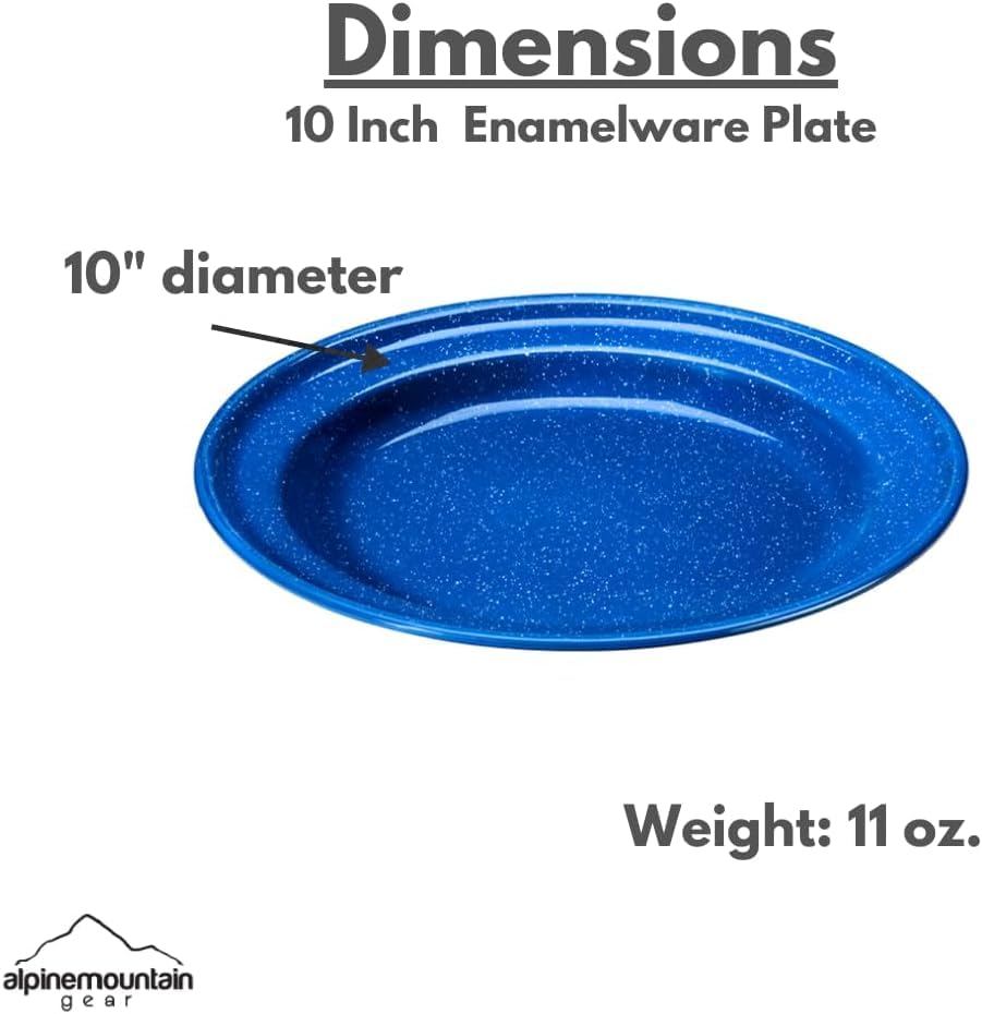 Enamelware for Camping and Backpacking - Camping Cookware Gear Essentials for Outdoor/Indoor Use and Backpacking Adventures (Made by Caddis Sports) (10 Inch Plate (4 Pack)) - style: 10 Inch Plate (4 Pack)