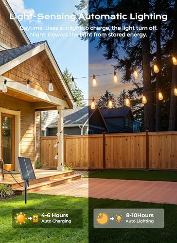 Brightown 76FT Solar String Lights Outdoor Waterproof, Patio Lights with Remote and 23+1 LED Shatterproof Bulbs, Dimmable & Timable, 3 Light Modes, Solar Lights Outdoor for Yard Camping Party Outside - size: 76FT(23 Sockets)