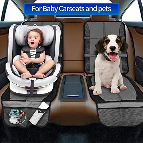 2 Pack Large Car Seat Protectors for Child & Baby, Thick Padding Waterproof, Auto Vehicle Leather Seats & Dog Mat Cover Pads, Grey - color: Grey