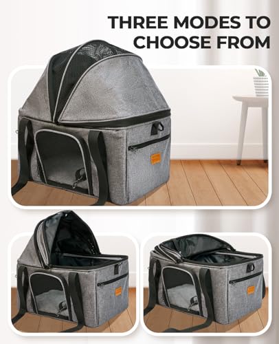 BurgeonNest Top-Expandable Large Cat Carrier, Soft Sided Cat Bag Carrier for Medium Large Pet Up to 15 lbs, Upgraded Small Dog Car Seat, Puppy Travel Bag with Semi-Open Canopy - size: Medium