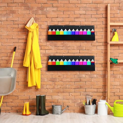 Menkxi 2 Pack Spray Can Holder Rack Organizer Wall Mount 32 Inch Aerosol Metal Spray Paint Storage Bottle for Garage and Workspace Holder with Hardware(32 Inch)