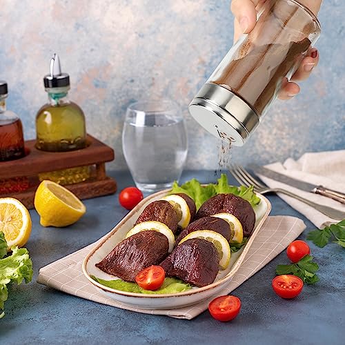 Segarty Spice Jar with Shaker Lids, 3 Pack 6 oz Spice Jars with Adjustable Pour Large Holes for Herbs Grains, Empty Glass Spices Bottles Seasoning Containers Clear Salt Pepper Shakers - size: 6oz / 190ml