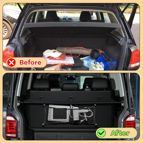 Frienda 2 Pcs Stretchable Small Cargo Net Pocket Boat Storage Mesh Net Elastic Automotive Storage Pouch with Mounting Screws and Hooks for Truck Car SUV Boats (25 x 9.8 Inches) - size: 25 x 9.8 Inches