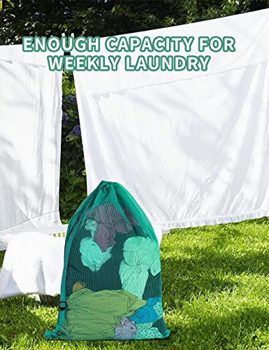 Mesh Laundry Bags with Adjustable Shoulder Strap, 24" x 36" Heavy Duty Nylon, Drawstring Closure, 3-Pack, Mixed Colors - color: White,Yellow,Green-1