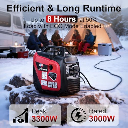 All-Power 3300W Portable Inverter Generator: Quiet Small Gasoline Generator RV Ready CO-Sensor ECO Mode EPA Compliant 4-Stroke 143cc Gas Powered Emergency Backup for Outdoor Camping Home Use