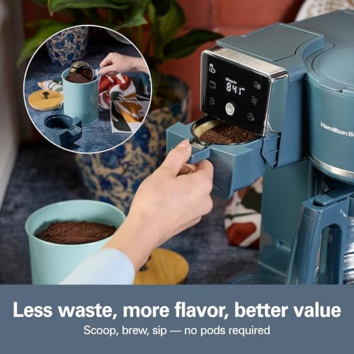 Hamilton Beach 2-Way 12 Cup Programmable Drip Hot and Iced Coffee Maker & Single Serve Coffee Machine, AquaFlow Showerhead, Glass Carafe, Auto Pause and Pour, Kitchen Makeover Blue (47502J) - color: Kitchen Makeover Blue