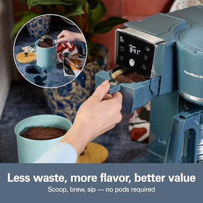 Hamilton Beach 2-Way 12 Cup Programmable Drip Hot and Iced Coffee Maker & Single Serve Coffee Machine, AquaFlow Showerhead, Glass Carafe, Auto Pause and Pour, Kitchen Makeover Blue (47502J) - color: Kitchen Makeover Blue