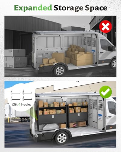 StarONE Heavy Duty Adjustable Van Shelving with Lockable Door and Hooks, 52" W x 46" H x 13" D, Fit for Transit, GMC, Chevy Express, NV, Promaster, Sprinter and Metris, Van Storage for Service Tools - size: 52" W x 46" H x 13" D