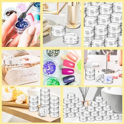 200 Pack 3g Plastic Jars with Lids, 3ml Round Clear Cosmetic Containers Makeup Jars, 3gram Travel Size Container Jar with Spatulas for Makeup Lotion Cream Sample Ointment Salve Balm Powder - color: Clear, size: 200PCS