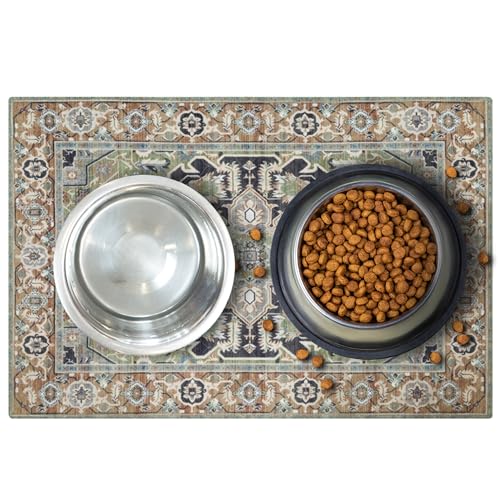 Lovewag Pets Waterproof 2-Pack Pet Feeding Mats - 16" x 24" Premium Cat & Dog Food Mat - Non-Slip, Machine Washable Food Mat Protects Floors & Contains Water Bowl Spills - Pet Place Mats (Sage Forest) - color: Sage Forest
