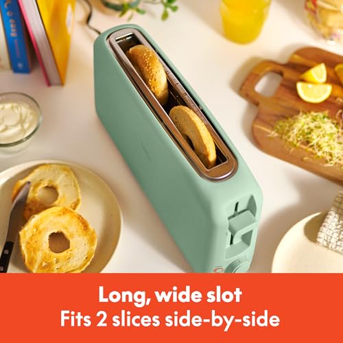 bella 2 Slice Slim Toaster, Fits-anywhere™ Kitchenware, 6 Setting Shade Control with Reheat & Cancel Buttons, Fits Sourdough, 10” Long Slot, Anti Jam & Auto Shutoff, 900 Watt, Seaglass - color: Sea Glass, size: 2 Slice