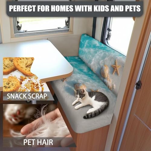 RV Dinette Cushion Covers Camper Dinette Cushion Covers, Beach Sea Shell RV Seat Cover Couch Covers Sofa Seat Protector Stretchable Covers for Camper Car Bench - color: Beach Sea Shell