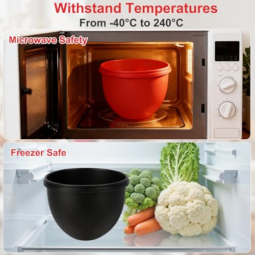 3-Pack Silicone Bowl Liners for KitchenAid Mixer, 5 Qt Tilt-Head Bowl Inserts with Airtight Lids & Scraper Spatula, Reusable Mixing Liners for Efficient Baking & Food Storage