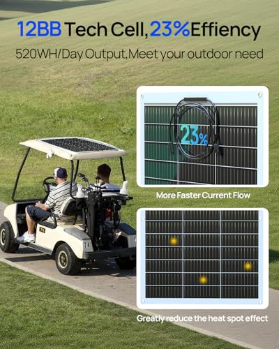 DC HOUSE 12V Solar Panel Kit:130W Flexible Solar Panel + 300W MPPT Boost Charge Controller, 520Wh/Day Generation for 36V/48V/60V Golf Carts,Charge While Driving, Extend Battery Life